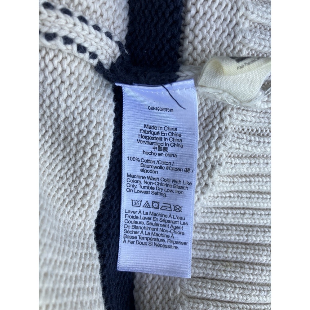 Madewell Striped‎ V-Neck Cardigan Sweater S Cream Blue Nautical Fisherman SP25 - Picture 5 of 8